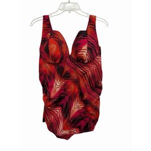 Cacique Tankini Swim Top 40C Lightly Lined Plunge Underwire Suport Beach‎ Pool